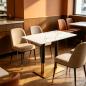 Preview: Muxing Gastronomiemöbel Esszimmertisch Esstisch Küchentisch für Esszimmer Wohnzimmer tisch Bistrotisch Sinterstein Schwarz-Weiß-Gold