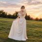 Preview: Muxing  Damen Brautkleid Off Shoulder Hochzeitskleid Bodenlang Elegant Satin Kleid Hochzeit