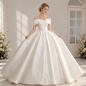 Preview: Muxing Damen Brautkleid Prinzessin Off Shoulder Hochzeitskleid Bodenlang mit Reifrock