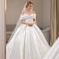 Preview: Muxing Damen Brautkleid Prinzessin Off Shoulder Hochzeitskleid Bodenlang mit Reifrock