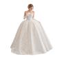Preview: Muxing Damen Brautkleid Spitze Prinzessin Hochzeitskleid Trägerlos Bodenlang Ballkleid mit Handschuhen und Schleier