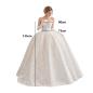 Preview: Muxing Damen Brautkleid Spitze Prinzessin Hochzeitskleid Trägerlos Bodenlang Ballkleid mit Handschuhen und Schleier