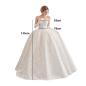 Preview: Muxing Damen Brautkleid Spitze Prinzessin Hochzeitskleid Trägerlos Bodenlang Ballkleid mit Handschuhen und Schleier