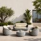 Preview: Muxing Gartenlounge Set 4-teilig mit 2 Einzelsesseln, Dreisitzer-Sofa und Couchtisch, Wasserabweisend, Ideal für Garten, Terrasse und Hof