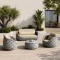 Preview: Muxing Gartenlounge Set 4-teilig mit 2 Einzelsesseln, Dreisitzer-Sofa und Couchtisch, Wasserabweisend, Ideal für Garten, Terrasse und Hof