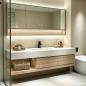 Preview: Muxing Badmöbel-Set mit Sinterstein-Waschbecken, wandhängendem Unterschrank und Spiegelschrank, moderner Waschtisch fürs Badezimmer 【RW2032JG K】