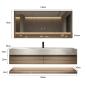 Preview: Sinterstein Waschbecken weiß Arbeitsplatte Holzmaserung Unterschrank Set mit Spiegelschrank 【RW3256JG】