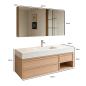 Preview: Muxing Modernes Badmöbel-Set, wandhängender Waschtisch mit Sinterstein-Waschbecken, LED-Spiegelschrank, Unterschrank und Ablaufset 【RW720JG】