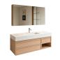 Preview: Muxing Modernes Badmöbel-Set, wandhängender Waschtisch mit Sinterstein-Waschbecken, LED-Spiegelschrank, Unterschrank und Ablaufset 【RW720JG】