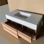 Preview: Muxing Modernes Badmöbel-Set, wandhängender Waschtisch mit Sinterstein-Waschbecken, LED-Spiegelschrank, Unterschrank und Ablaufset 【RW720JG】