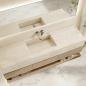 Preview: Muxing Badmöbel-Set mit Sinterstein-Waschbecken in Travertine look, verdecktem Ablauf, Spiegel, Unterschrank, Ablage, Ablaufgarnitur【XP1498BKK】