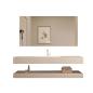 Preview: Muxing  Waschbecken mit LED-Spiegel Waschbecken aus Keramik mit Ablageplatte Beige