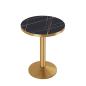 Preview: Muxing Runder Esstisch, runder Couchtisch, Kaffeetisch, Bartisch, Schreibtisch, Schwarz Gold, 60*75 cm