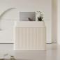 Preview: MuXing Kleine Bartheke, Empfangstresen, Rezeptionstheke, Tresen mit vertikaler Streifenstruktur Cremeweiß 100 × 55 × 105 cm /XTWM-100/