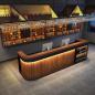 Preview: Muxing Bartheke mit LED-Ambientebeleuchtung, gewerbliche Bartheke, Bartheke im Retro-Holzdesign, Bartheke mit abgerundeten Ecken