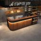 Preview: Muxing Bartheke mit LED-Ambientebeleuchtung, gewerbliche Bartheke, Bartheke im Retro-Holzdesign, Bartheke mit abgerundeten Ecken