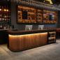 Preview: Muxing Bartheke mit LED-Ambientebeleuchtung, gewerbliche Bartheke, Bartheke im Retro-Holzdesign, Bartheke mit abgerundeten Ecken