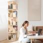 Preview: Muxing Bücherregal, drehbares Bücherregal,  Bücherregal minimalistisch,Bücherregal für den Haushalt, 5 Ebenen,Naturholzfarbe 157*40cm【SJ5-5C】