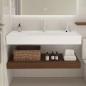 Preview: Muxing Waschbecken aus Keramik Modernes Waschbecken Badezimmer Hänge Waschbecken mit LED Spiegel, Ablage 120*55cm 【C025】