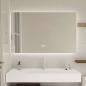 Preview: Muxing Waschbecken aus Keramik Modernes Waschbecken Badezimmer Hänge Waschbecken mit LED Spiegel, Ablage 120*55cm 【C025】