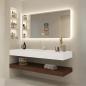 Preview: Muxing Waschbecken aus Keramik Modernes Waschbecken Badezimmer Hänge Waschbecken mit LED Spiegel, Ablage 120*55cm 【C025】