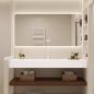 Preview: Muxing Waschbecken aus Keramik Modernes Waschbecken Badezimmer Hänge Waschbecken mit LED Spiegel, Ablage 120*55cm 【C025】