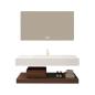 Preview: Muxing Waschbecken aus Keramik Modernes Waschbecken Badezimmer Hänge Waschbecken mit LED Spiegel, Ablage 120*55cm 【C025】