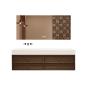 Preview: Muxing Waschbecken-Set Waschtisch Moderner Waschbecken-Unterschrank  LED Spiegel mit Schublade 120*55cm 【C152】