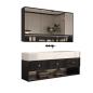 Preview: Muxing Badezimmermöbel-Set Keramik Waschbecken LED-Spiegelschrank Waschbecken mit Schublade und Ablage 120*55 【CK30】