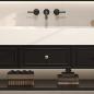 Preview: Muxing Badezimmermöbel-Set Keramik Waschbecken LED-Spiegelschrank Waschbecken mit Schublade und Ablage 120*55 【CK30】