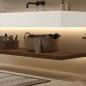 Preview: Muxing Waschbecken-Set Thermogeformtes Waschbecken LED-Spiegel mit Streifenlicht Badezimmer Waschbecken mit Ablage 120*55cm 【R344】
