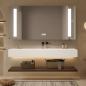 Preview: Muxing Waschbecken-Set Thermogeformtes Waschbecken LED-Spiegel mit Streifenlicht Badezimmer Waschbecken mit Ablage 120*55cm 【R344】