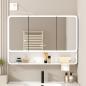 Preview: Muxing Badezimmer-Spiegelschrank mit LED-Beleuchtung, Anti-Beschlag, Wandmontage, großer Stauraum, modernes Design【jg】