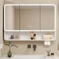 Preview: Muxing Badezimmer-Spiegelschrank mit LED-Beleuchtung, Anti-Beschlag, Wandmontage, großer Stauraum, modernes Design【jg】