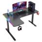 Preview: MuXing Eckschreibtisch Gaming Tisch L-Form RGB LED Computertisch PC Tisch Gamer Desk Büro Home Office modern stabil Schwarz