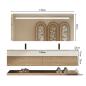 Preview: Muxing Wandhängendes Doppelwaschbecken-Set, Travertine look, mit Spiegel, Unterschrank, Sinterstein, mit Armaturenloch【RW4822 K】