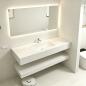 Preview: Muxing Waschbecken mit LED-Spiegel Waschbecken aus Sinterstein mit Ablageplatte Beige 【RWCB303】