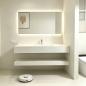 Preview: Muxing Waschbecken mit LED-Spiegel Waschbecken aus Sinterstein mit Ablageplatte Beige 【RWCB303】