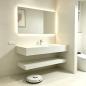 Preview: Muxing Waschbecken mit LED-Spiegel Waschbecken aus Sinterstein mit Ablageplatte Beige 【RWCB303】