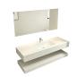 Preview: Muxing Waschbecken mit LED-Spiegel Waschbecken aus Sinterstein mit Ablageplatte Beige 【RWCB303】