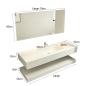 Preview: Muxing Waschbecken mit LED-Spiegel Waschbecken aus Sinterstein mit Ablageplatte Beige 【RWCB303】