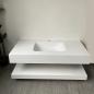 Preview: Muxing Waschbecken mit LED-Spiegel Waschbecken aus Sinterstein mit Ablageplatte Beige 【RWCB303】