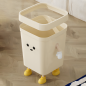 Preview: MuXing Mülleimer ohne Deckel, hochwertiger Abfallbehälter für Wohnzimmer, Küche – für den täglichen Gebrauch Cremeweiß 20 x 24 x 28cm 16L【LJT-F885】