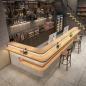 Preview: MuXing Moderne L-förmige Empfangstheke mit LED – Holzoptik Tresen für Bar, Café, Empfangsbereich, Friseursalon, Restaurant