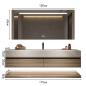 Preview: Muxing Waschbecken weiß Arbeitsplatte Holzmaserung Unterschrank Set mit Spiegel【3256】