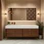 Preview: Muxing Waschbecken-Set Waschtisch Sinterstein Moderner Waschbecken-Unterschrank LED Spiegel mit Schublade 120*55cm 【RWC152】