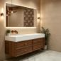 Preview: Muxing Waschbecken-Set Waschtisch Sinterstein Moderner Waschbecken-Unterschrank LED Spiegel mit Schublade 120*55cm 【RWC152】