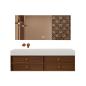 Preview: Muxing Waschbecken-Set Waschtisch Sinterstein Moderner Waschbecken-Unterschrank LED Spiegel mit Schublade 120*55cm 【RWC152】