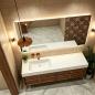 Preview: Muxing Waschbecken-Set Waschtisch Sinterstein Moderner Waschbecken-Unterschrank LED Spiegel mit Schublade 120*55cm 【RWC152】