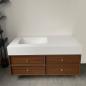Preview: Muxing Waschbecken-Set Waschtisch Sinterstein Moderner Waschbecken-Unterschrank LED Spiegel mit Schublade 120*55cm 【RWC152】